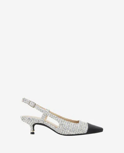 Kenneth Cole Martha Slingback Cap Toe Kitten Heel Pump In Grey Fabric