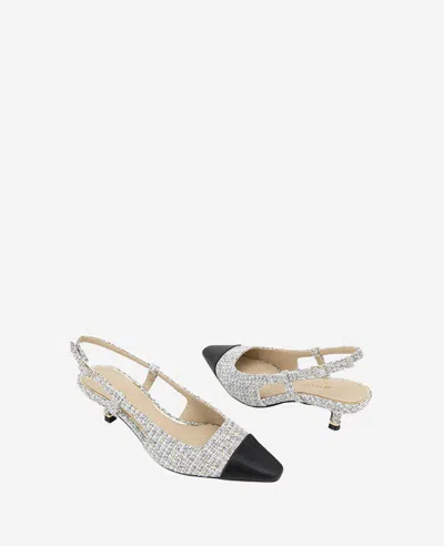 Kenneth Cole Martha Slingback Cap Toe Kitten Heel Pump In Grey Fabric