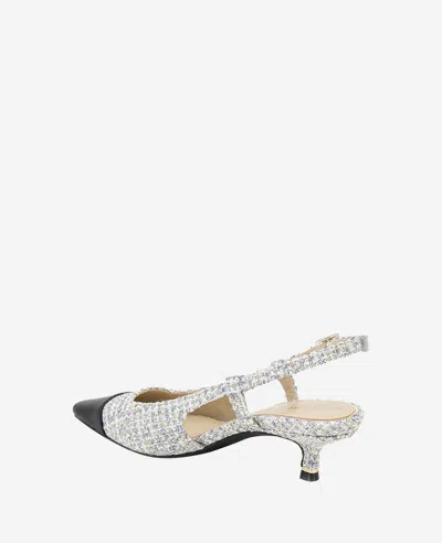 Kenneth Cole Martha Slingback Cap Toe Kitten Heel Pump In Grey Fabric