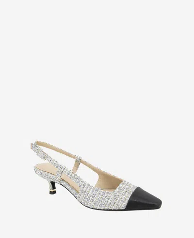 Kenneth Cole Martha Slingback Cap Toe Kitten Heel Pump In Grey Fabric