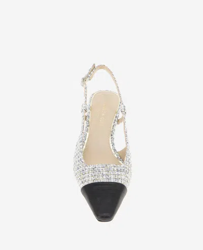 Kenneth Cole Martha Slingback Cap Toe Kitten Heel Pump In Grey Fabric