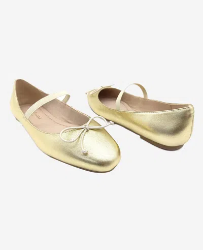 Kenneth Cole Myra Mary Jane Flat In Soft Gold Leather