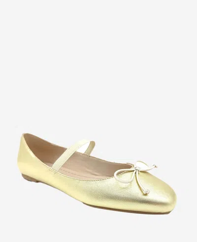 Kenneth Cole Myra Mary Jane Flat In Soft Gold Leather