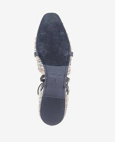 Kenneth Cole Mason Tweed Strappy Stud Flat In Black,tan Fabric