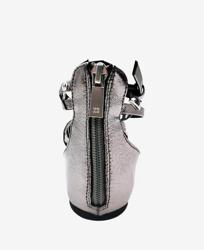 Kenneth Cole Mason Strappy Metallic Stud Flat In Pewter