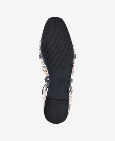 Kenneth Cole Mason Tweed Strappy Stud Flat In Black,tan Fabric