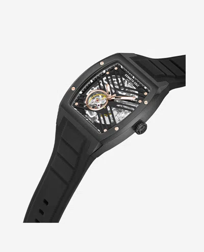Kenneth Cole New York Automatic Silicone Strap Watch In Black