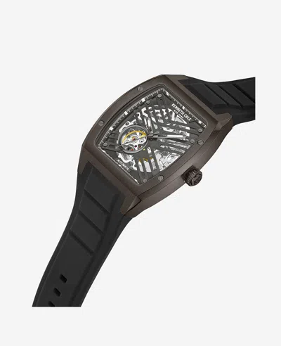 Kenneth Cole New York Automatic Silicone Strap Watch In Black
