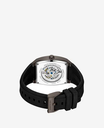 Kenneth Cole New York Automatic Silicone Strap Watch In Black