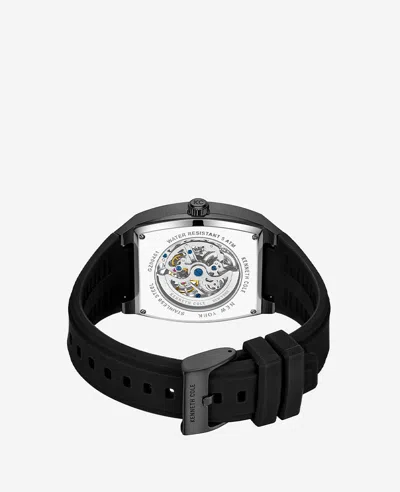 Kenneth Cole New York Automatic Silicone Strap Watch In Black