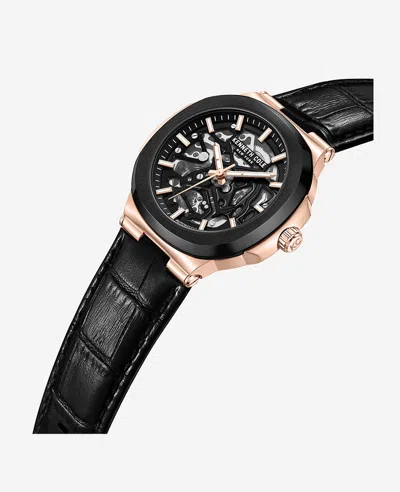 Kenneth Cole New York Automatic Leather Strap Watch In Black