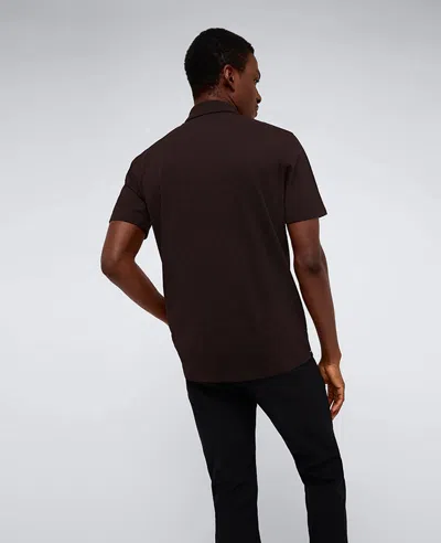 Kenneth Cole Performance Button Polo In Dark Brown