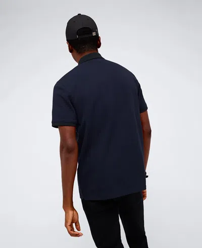 Kenneth Cole Contrast Placket Button Polo In Black