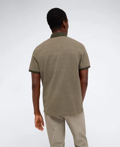 Kenneth Cole Contrast Placket Button Polo In Green