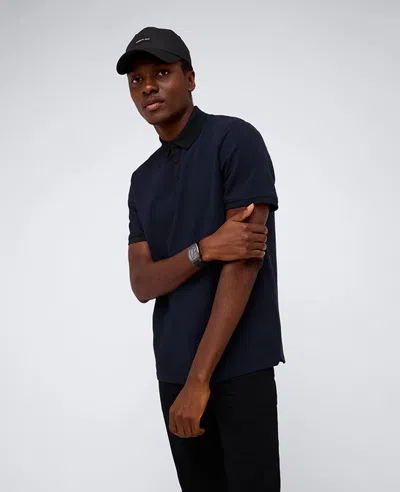 Kenneth Cole Contrast Placket Button Polo In Black