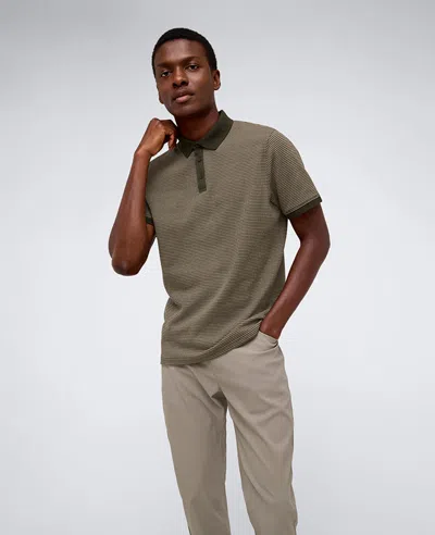 Kenneth Cole Contrast Placket Button Polo In Green