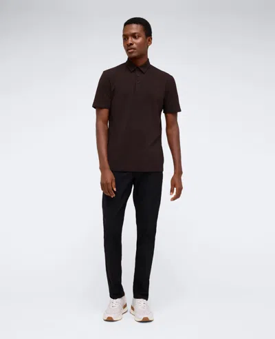 Kenneth Cole Performance Button Polo In Dark Brown