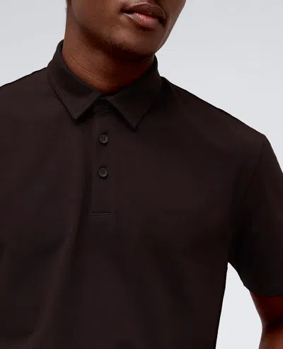 Kenneth Cole Performance Button Polo In Dark Brown