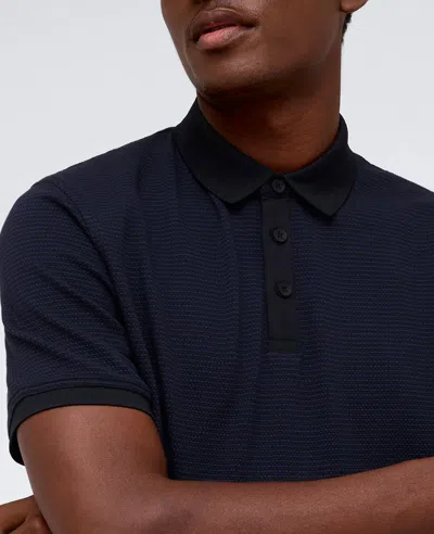 Kenneth Cole Contrast Placket Button Polo In Black