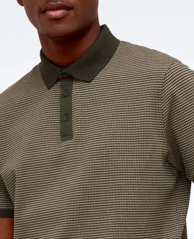 Kenneth Cole Contrast Placket Button Polo In Green