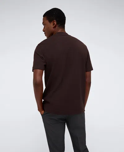 Kenneth Cole Men's Textured-knit Bomber-collar Performance Henley In Dark Brown