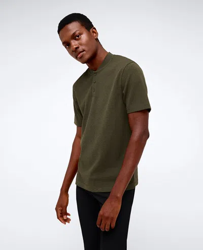 Kenneth Cole Performance Band-collar Henley In Dark Green