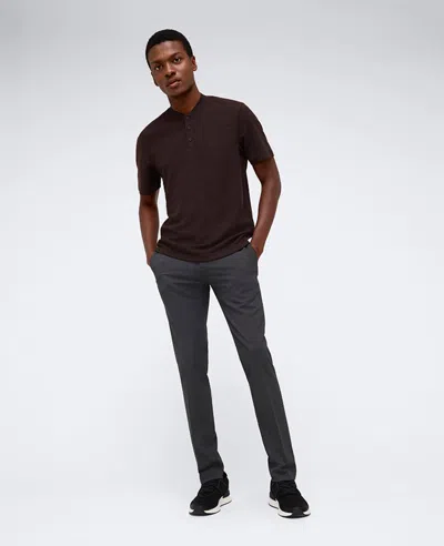 Kenneth Cole Men's Textured-knit Bomber-collar Performance Henley In Dark Brown