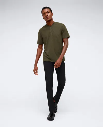 Kenneth Cole Performance Band-collar Henley In Dark Green