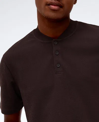 Kenneth Cole Men's Textured-knit Bomber-collar Performance Henley In Dark Brown