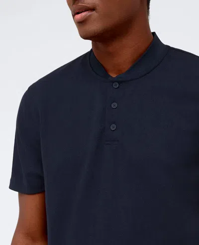 Kenneth Cole Performance Band-collar Henley In Navy