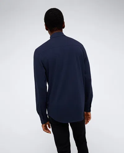 Kenneth Cole Long Sleeve Button Down Stretch Shirt With Pocket In Navy