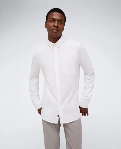 Kenneth Cole Long Sleeve Button Down Stretch Shirt With Pocket In White