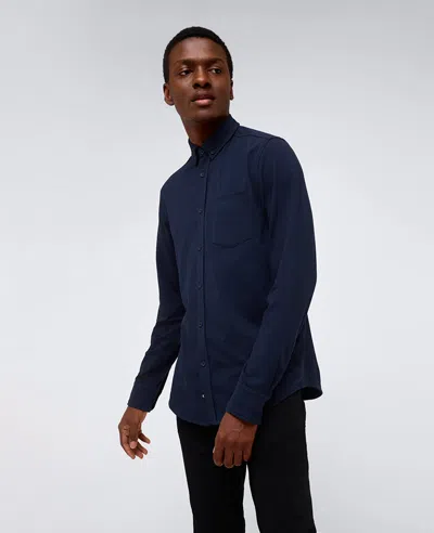 Kenneth Cole Long Sleeve Button Down Stretch Shirt With Pocket In Navy