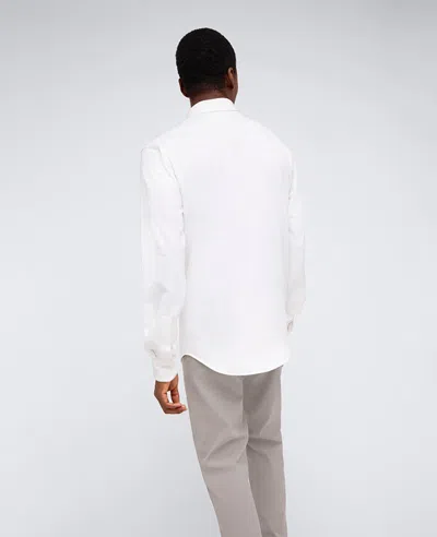 Kenneth Cole Long Sleeve Button Down Stretch Shirt With Pocket In White