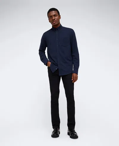 Kenneth Cole Long Sleeve Button Down Stretch Shirt With Pocket In Navy