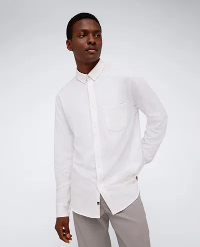 Kenneth Cole Long Sleeve Button Down Stretch Shirt With Pocket In White