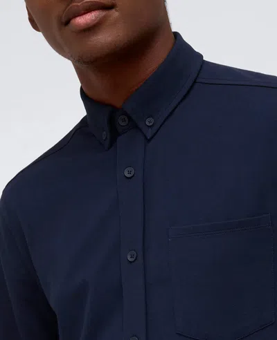 Kenneth Cole Long Sleeve Button Down Stretch Shirt With Pocket In Navy