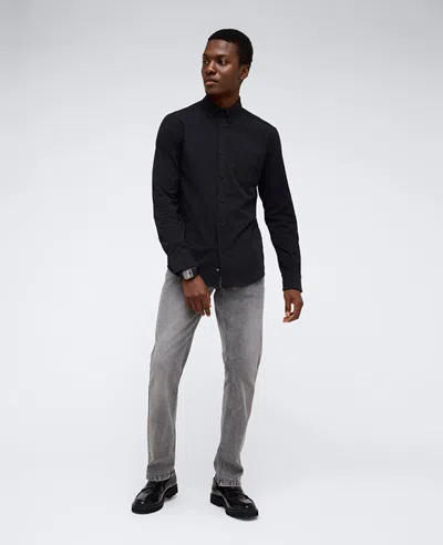 Kenneth Cole Long Sleeve Button Down Stretch Shirt With Pocket In Black
