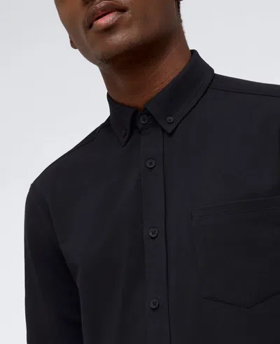 Kenneth Cole Long Sleeve Button Down Stretch Shirt With Pocket In Black