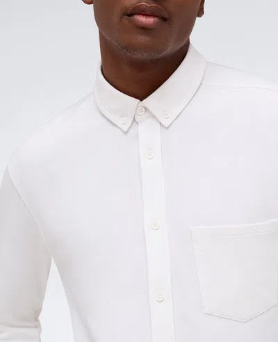 Kenneth Cole Long Sleeve Button Down Stretch Shirt With Pocket In White