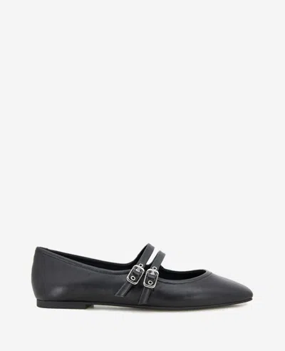 Kenneth Cole Jasmine Mary Jane Flat In Black Leather
