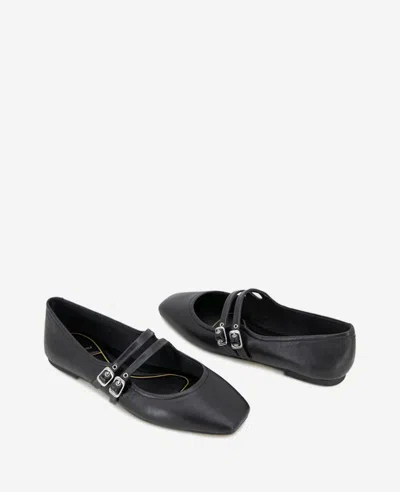 Kenneth Cole Jasmine Mary Jane Flat In Black Leather