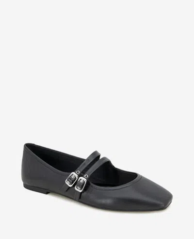 Kenneth Cole Jasmine Mary Jane Flat In Black Leather
