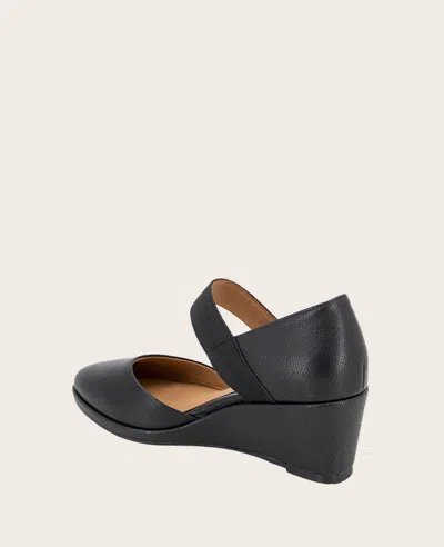 Gentle Souls Oriana Ankle Strap Wedge Pump In Black Leather