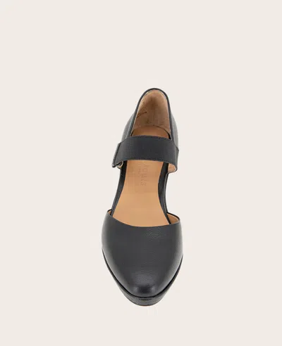 Gentle Souls Oriana Ankle Strap Wedge Pump In Black Leather