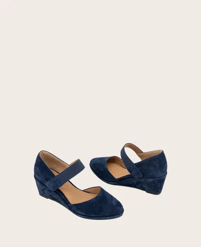 Gentle Souls - Oriana Suede Wedge In Navy Suede