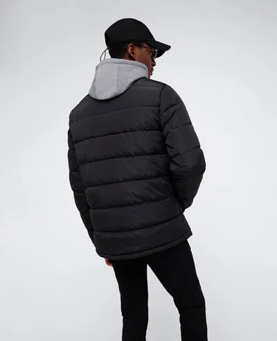 Kenneth Cole Puffer With Attached Jersey Hood In Black