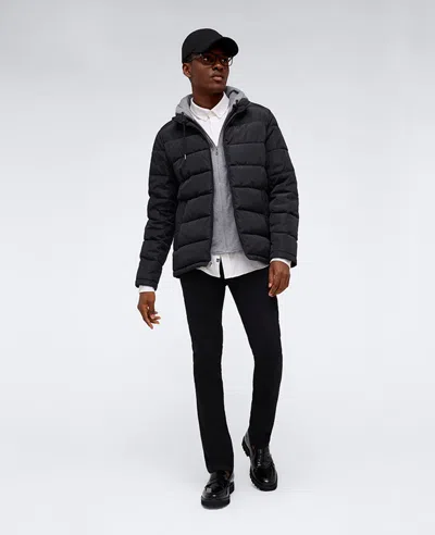 Kenneth Cole Puffer With Attached Jersey Hood In Black