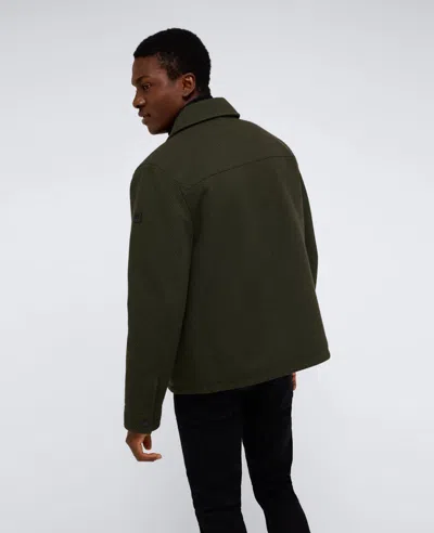 Kenneth Cole Heavyweight Twill Trucker Jacket In Olive
