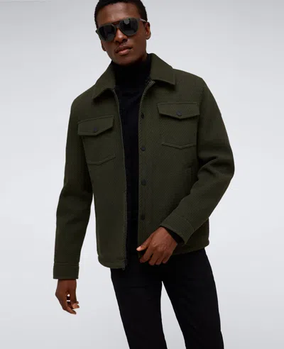 Kenneth Cole Heavyweight Twill Trucker Jacket In Olive